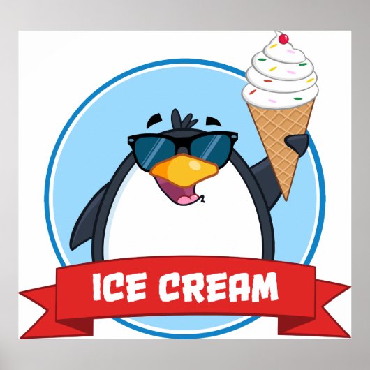 Cooler Pinguin mit Eiscreme Poster (Vorne)
