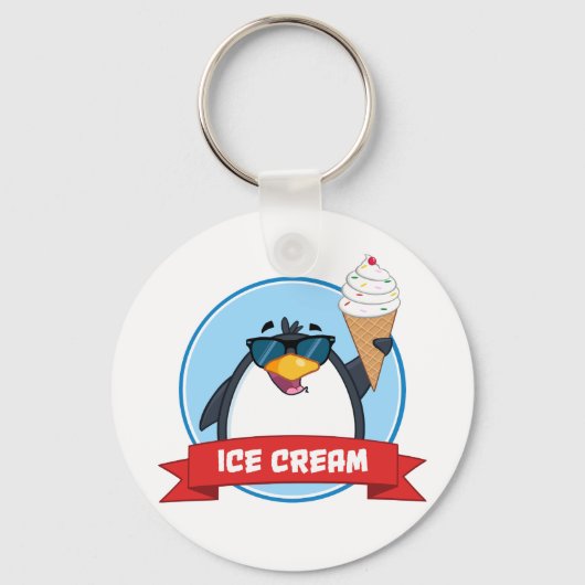 Cooler Pinguin mit Eiscreme Schlüsselanhänger (Rückseite)