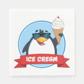 Cooler Pinguin mit Eiscreme Serviette (Vorderseite)