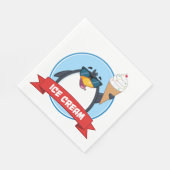 Cooler Pinguin mit Eiscreme Serviette (Ecke)