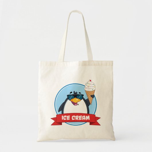 Cooler Pinguin mit Eiscreme Tragetasche (Vorne)