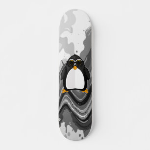 Cooler Pinguin mit Sonnenbrille Schwarz-Weiß-Maler Skateboard