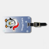 Cooler Pinguin mit Weihnachtsmannmütze Gepäckanhänger (Vorderseite horizontal)