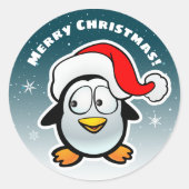 Cooler Pinguin mit Weihnachtsmannmütze Runder Aufkleber (Vorderseite)