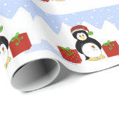 Cooler Pinguin mit Weihnachtsverpackungen Geschenkpapier (Rolleneckpunkt)