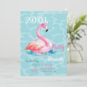 Cooler Pink Flamingos Pool Sommer Geburtstag Einladung (Stehend Vorderseite)