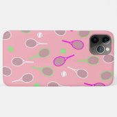 Cooler Pink Retro Racquets Pattern Tennisspieler Case-Mate iPhone Hülle (Rückseite (Horizontal))