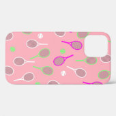 Cooler Pink Retro Racquets Pattern Tennisspieler Case-Mate iPhone Hülle (Rückseite (Horizontal))