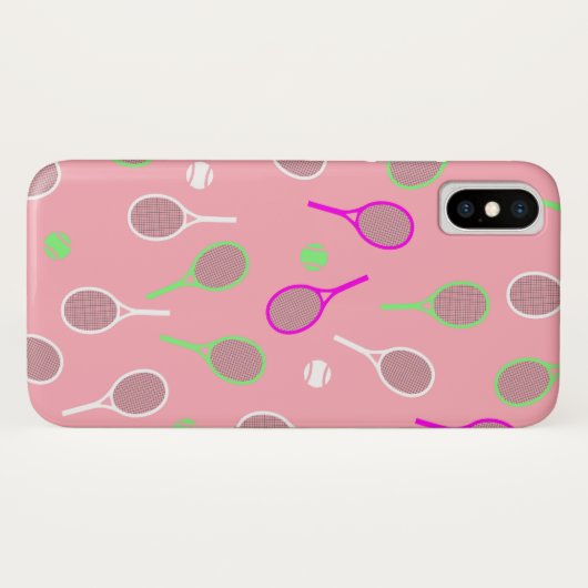 Cooler Pink Retro Racquets Pattern Tennisspieler Case-Mate iPhone Hülle (Rückseite (Horizontal))
