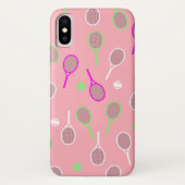 Cooler Pink Retro Racquets Pattern Tennisspieler Case-Mate iPhone Hülle (Rückseite)