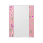 Cooler Pink Retro Racquets Pattern Tennisspieler Notizblock (Rotiert)