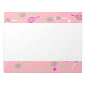 Cooler Pink Retro Racquets Pattern Tennisspieler Notizblock (Vorderseite)