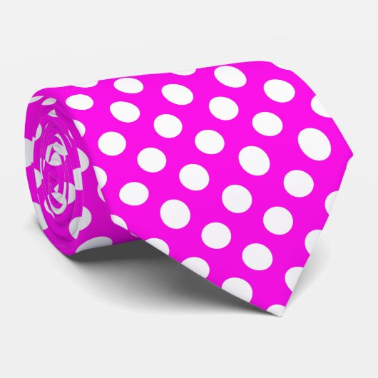 cooler Pink und weißer Polka-Punkt Krawatte (Gerollt)