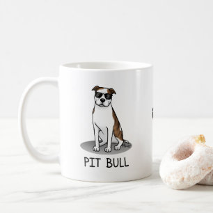 Cooler Pit Bull mit Sonnenbrille (lt brindle white Kaffeetasse
