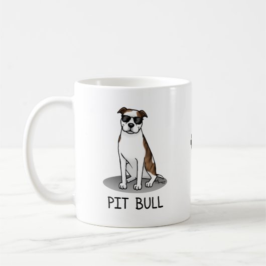 Cooler Pit Bull mit Sonnenbrille (lt brindle white Kaffeetasse (Links)