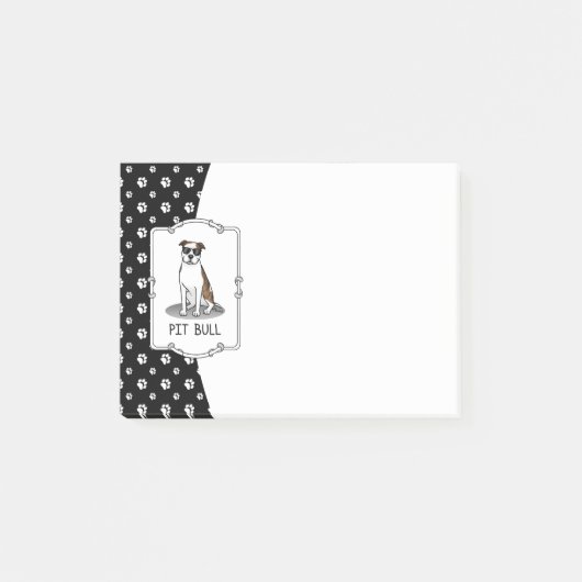 Cooler Pit Bull mit Sonnenbrille (lt brindle white Post-it Klebezettel (Vorderseite)