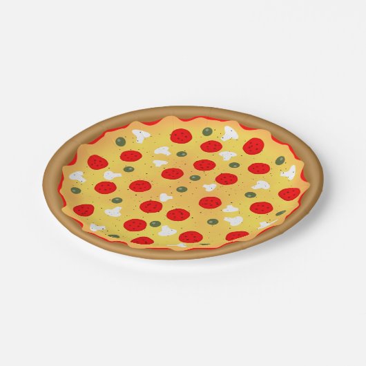 Cooler Pizza-Party Kindergeburtstag Pappteller (Schrägansicht)