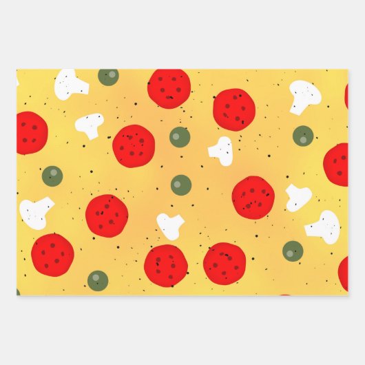 Cooler Pizza-Party Pepperoni-Pilz Geschenkpapier Set (Vorderseite)