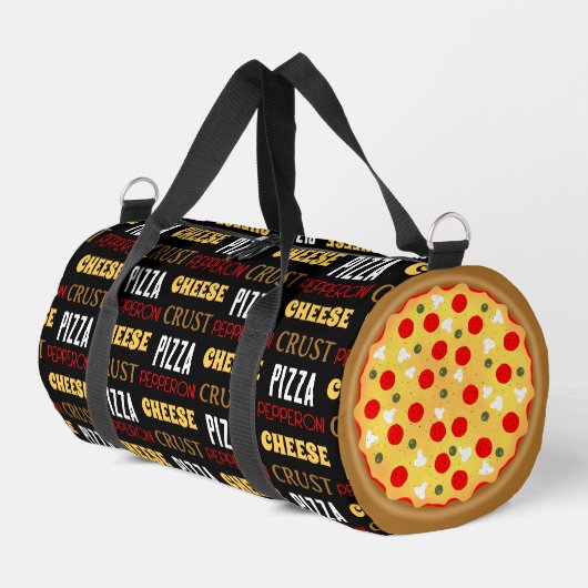 Cooler Pizza-Pepperoni-Muster Kruste-Text Duffle Bag (Linke Seite)