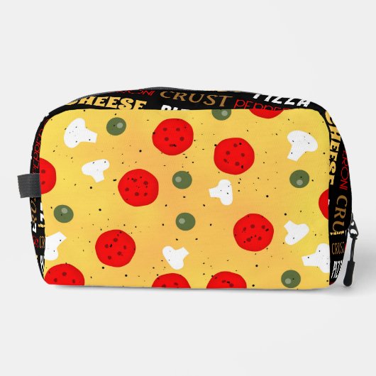 Cooler Pizza-Pepperoni-Muster Kruste-Text Waschbeutel (Vorderseite)