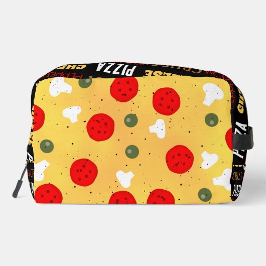 Cooler Pizza-Pepperoni-Muster Kruste-Text Waschbeutel (Rückseite)