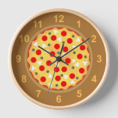 Cooler Pizza Pepperoni Pilz mit Zahlen Uhr (Vorderseite)