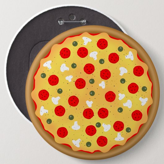 Cooler Pizzapepperoni-Pilz Button (Vorne & Hinten)