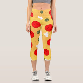 Cooler Pizzapepperoni-Pilz Capri Leggings