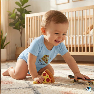 Cooler Pizzastück-Skater-Junge "Home Slice" Baby Strampler