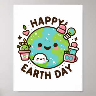 Cooler Planet Erde Geburtstag Sprichwort Happy Ear Poster