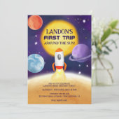Cooler Platz Erster Sonnenausflug 1. Geburtstag Einladung (Stehend Vorderseite)
