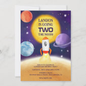 Cooler Platz zwei der Mondplaneten 2. Geburtstag Einladung (Vorderseite)