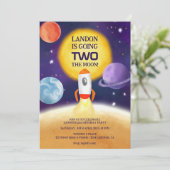 Cooler Platz zwei der Mondplaneten 2. Geburtstag Einladung (Stehend Vorderseite)