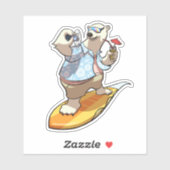 Cooler Polar-Bär mit Cocktail-Cartoon Aufkleber (Blatt)