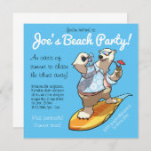 Cooler Polar-Bär mit Cocktail-Cartoon Einladung (Vorne/Hinten)