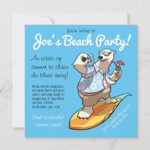 Cooler Polar-Bär mit Cocktail-Cartoon Einladung