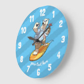 Cooler Polar-Bär mit Cocktail-Cartoon Große Wanduhr (Winkel)
