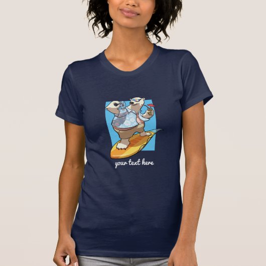 Cooler Polar-Bär mit Cocktail-Cartoon T-Shirt (Vorderseite)