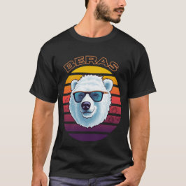 Cooler Polar Bär Retro Sonnenuntergang Surfvorführ T-Shirt