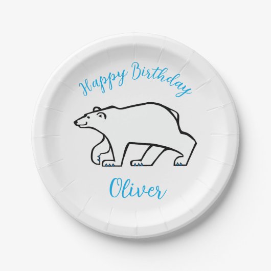 Cooler POLAR BEAR - Happy Birthday - Party Pappteller (Vorderseite)