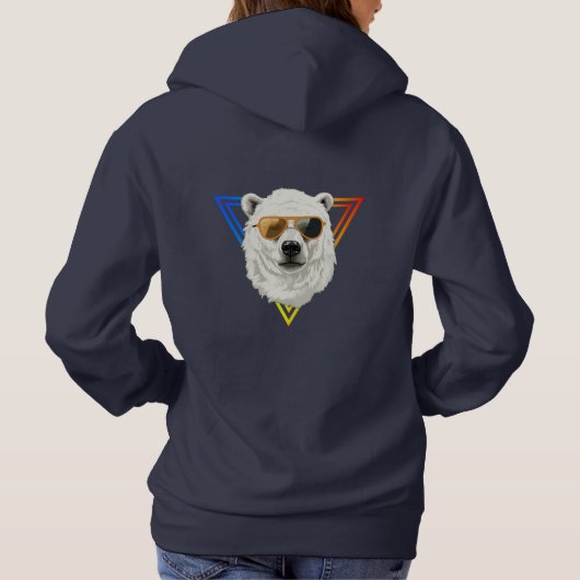 Cooler Polarbär mit Sonnenbrille Hoodie (Rückseite)