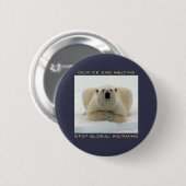 cooler POLARER BÄR UND GLOBALE ERWÄRMUNGS-Entwürfe Button (Vorne & Hinten)