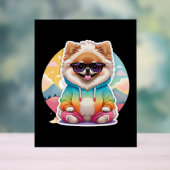 Cooler Pomeranian in Regenbogenpullover Acrylschild (Neutral)