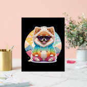 Cooler Pomeranian in Regenbogenpullover Acrylschild (Hochzeit)