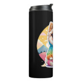 Cooler Pomeranian in Regenbogenpullover Thermosbecher (Nach links gedreht)