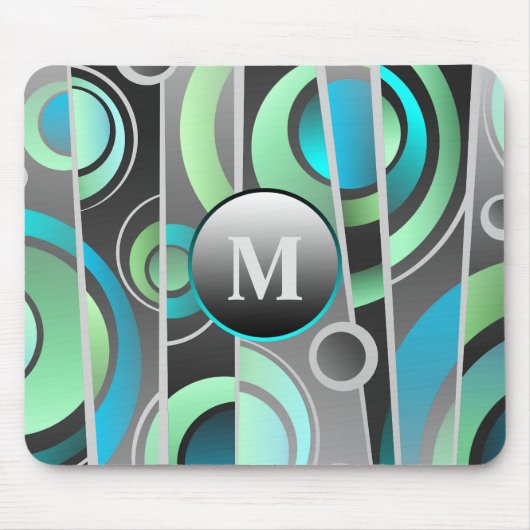 Cooler Pop Art Abstrakt Geometrie mit Monogramm Mousepad (Vorne)