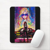 Cooler Pop Art animiert Rennfahrerin editierbar Mousepad (Mit Mouse)