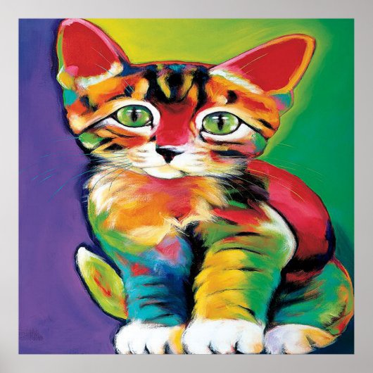 Cooler Pop Art Cat Zuhause Bürodekor Poster (Vorne)