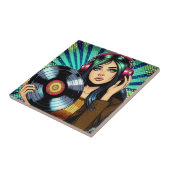 Cooler Pop Art Comic Stilfserei mit Vinyl Album Fliese (Seite)