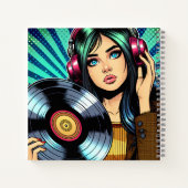 Cooler Pop Art Comic Stilfserei mit Vinyl Album Notizblock (Rückseite)